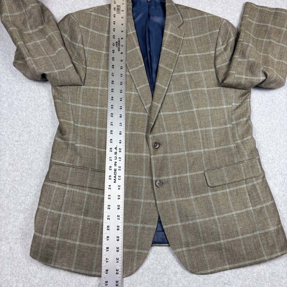 Jos. A. Bank 1905 Slim Fit Blazer 46R Brown Windowpane Linen Wool Sport Coat - Picture 6 of 11